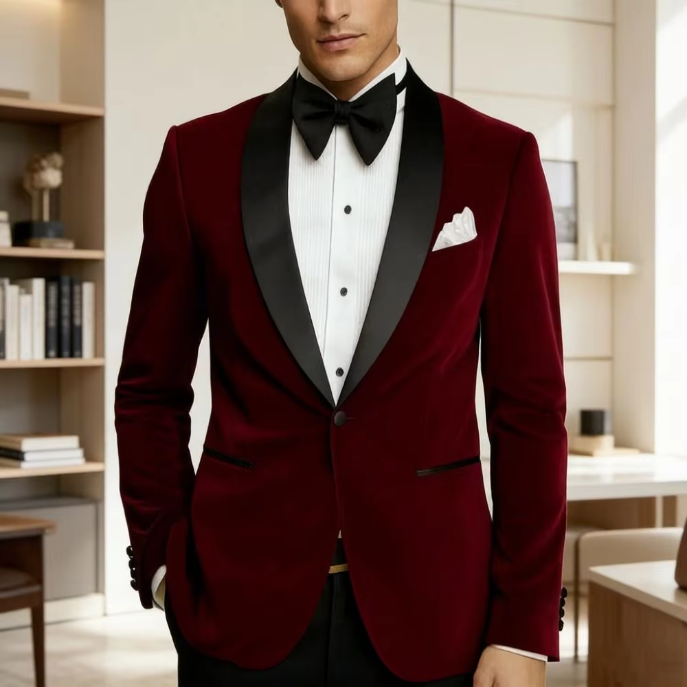 Formal Wear For Men Black Suit - Men Velvet Slim Fit Suits 1