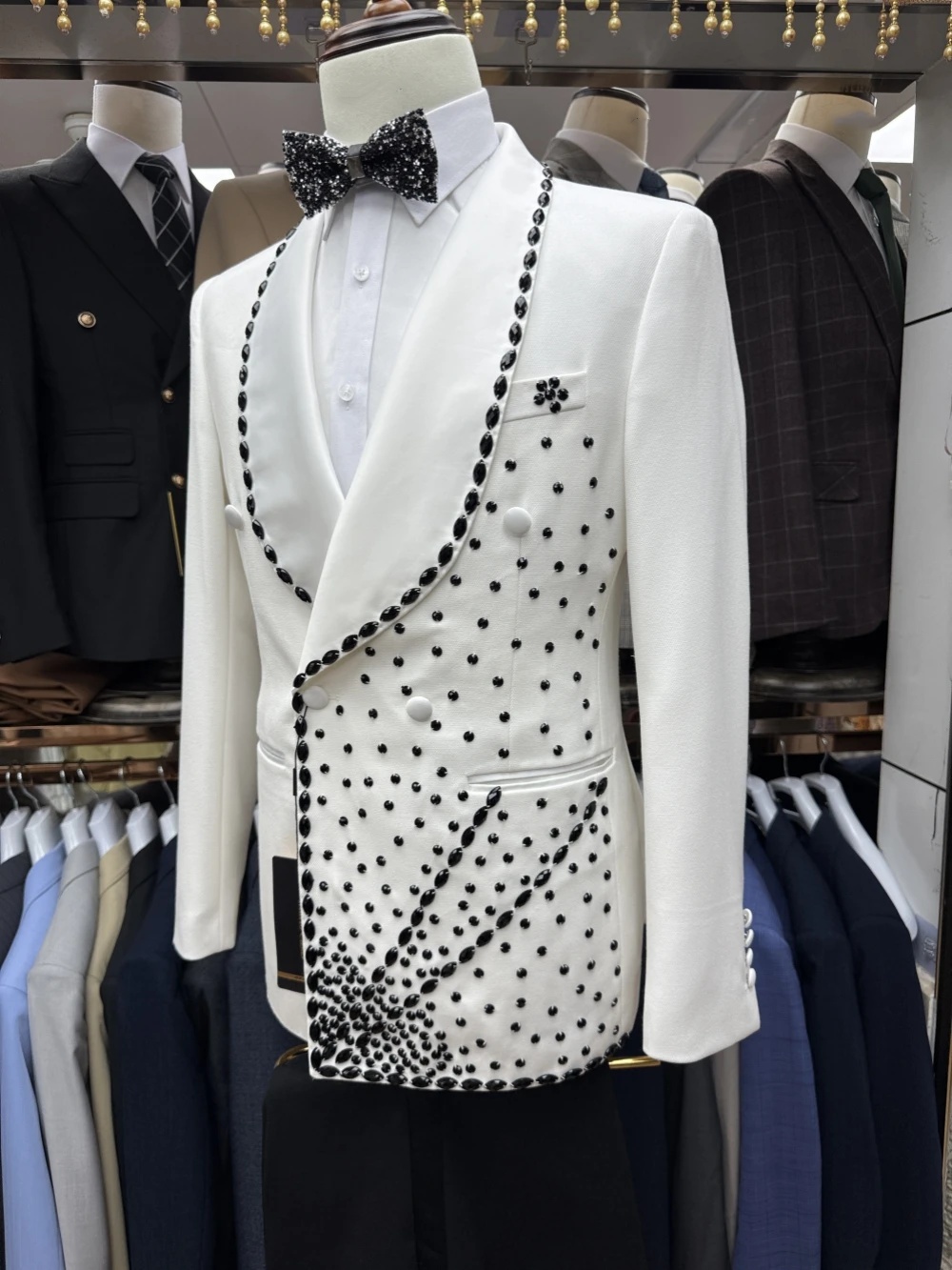 Formal Wear For Men Black Suit - White Groom Men Suit Set 2