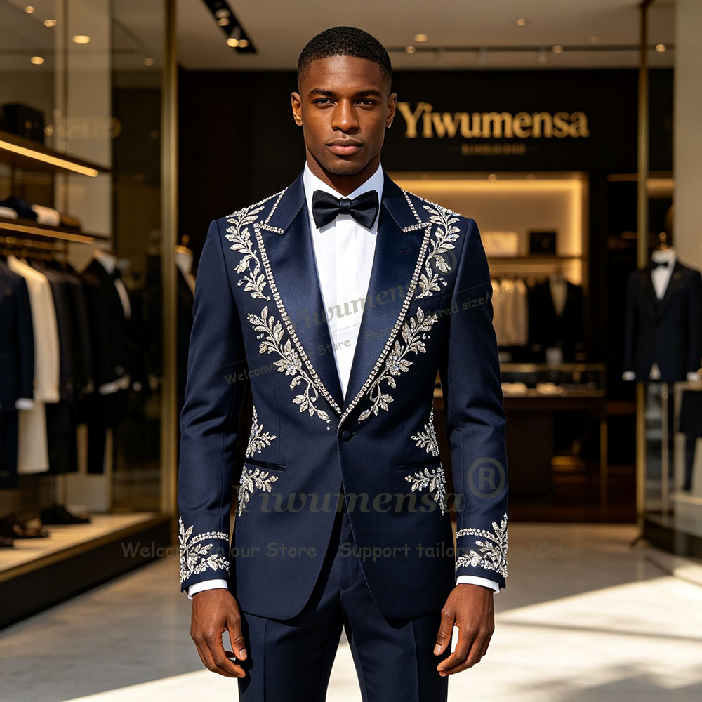 Elegant Formal Men'S Wear - Elegant Nvay Blue Suits Men 2