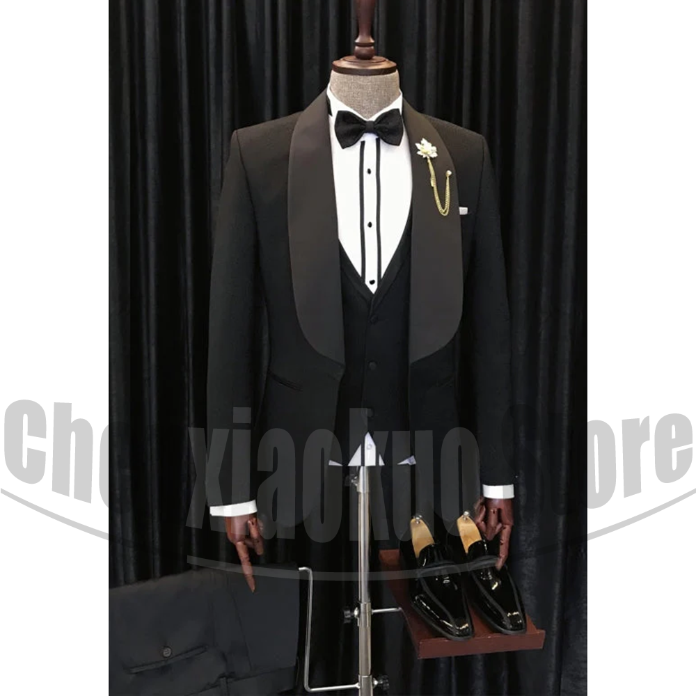 Elegant Formal Men'S Wear - Black Men Suits Chic Shawl Lapel