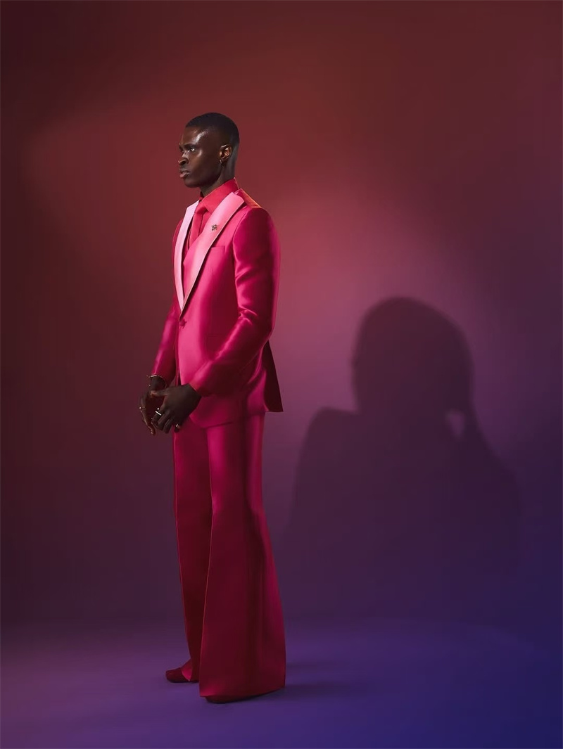 Pink Red Men Suit Set 2 Piece  - огляд і ціна Men Formal Wear Pink