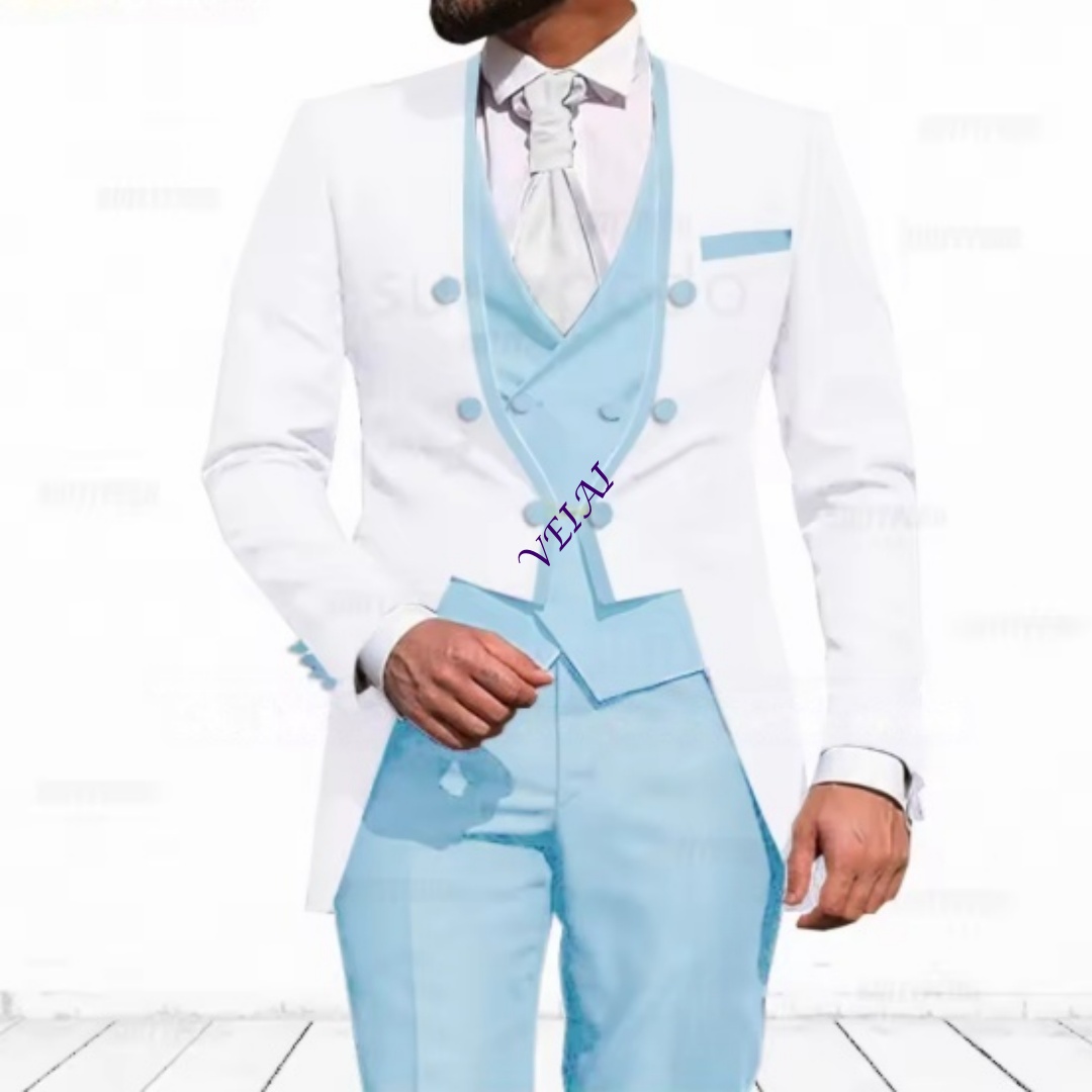Customized Sky Blue 3-Piece Su - огляд і ціна Elegant Formal Men'S Wear