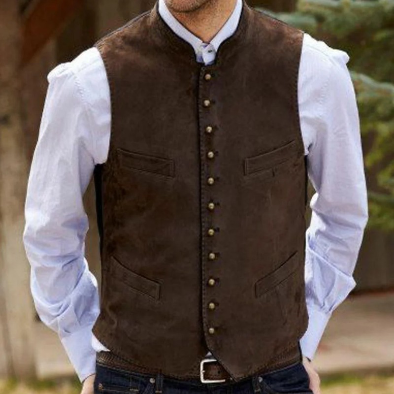 Men Vest Coffee Suede Velvet S - огляд і ціна Men Formal Wear Outfits