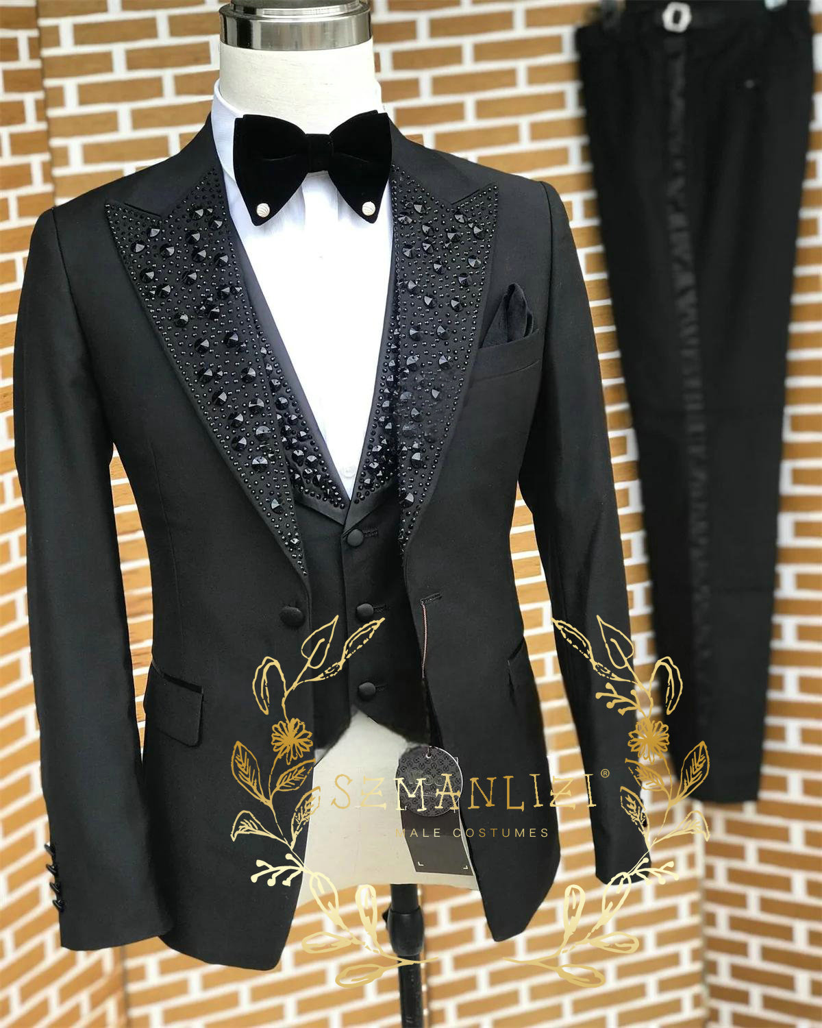 Black Men Suits Luxury Stone C - огляд і ціна Formal Wear For Men Black Suit