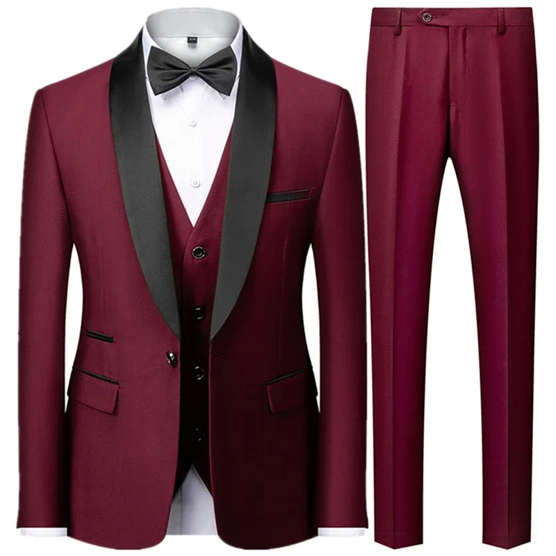 Wine Red Blazer Set Men Weddin - огляд і ціна Men Formal Wear Vest