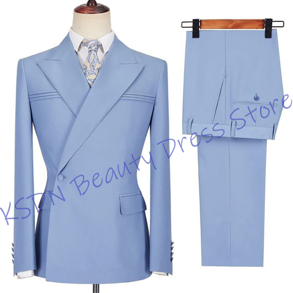 Elegant Men's Sky Blue Suit Sl - огляд і ціна Elegant Formal Men'S Wear