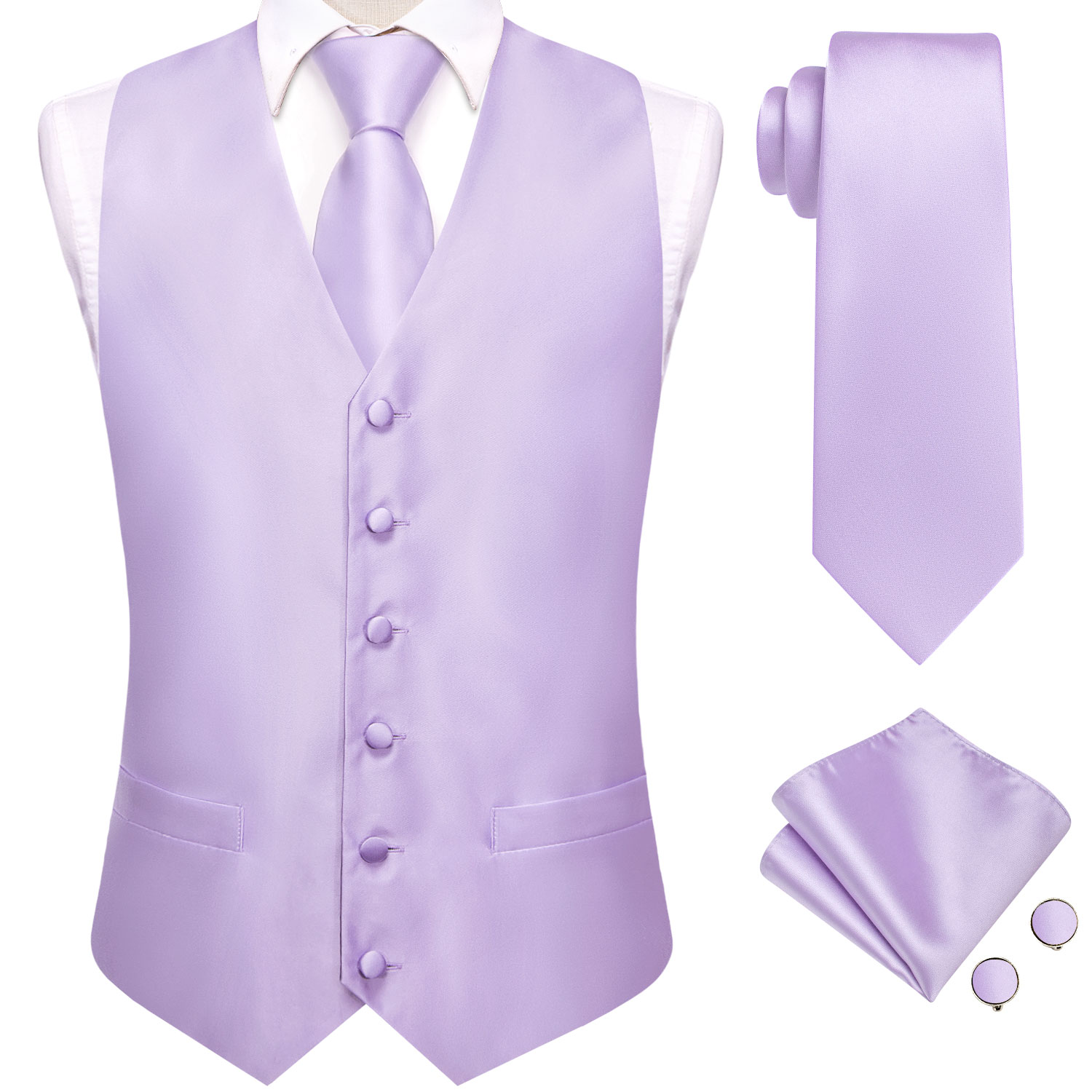 Hi-Tie Solid Voilet Lilac Mens - огляд і ціна Men Formal Wear Vest