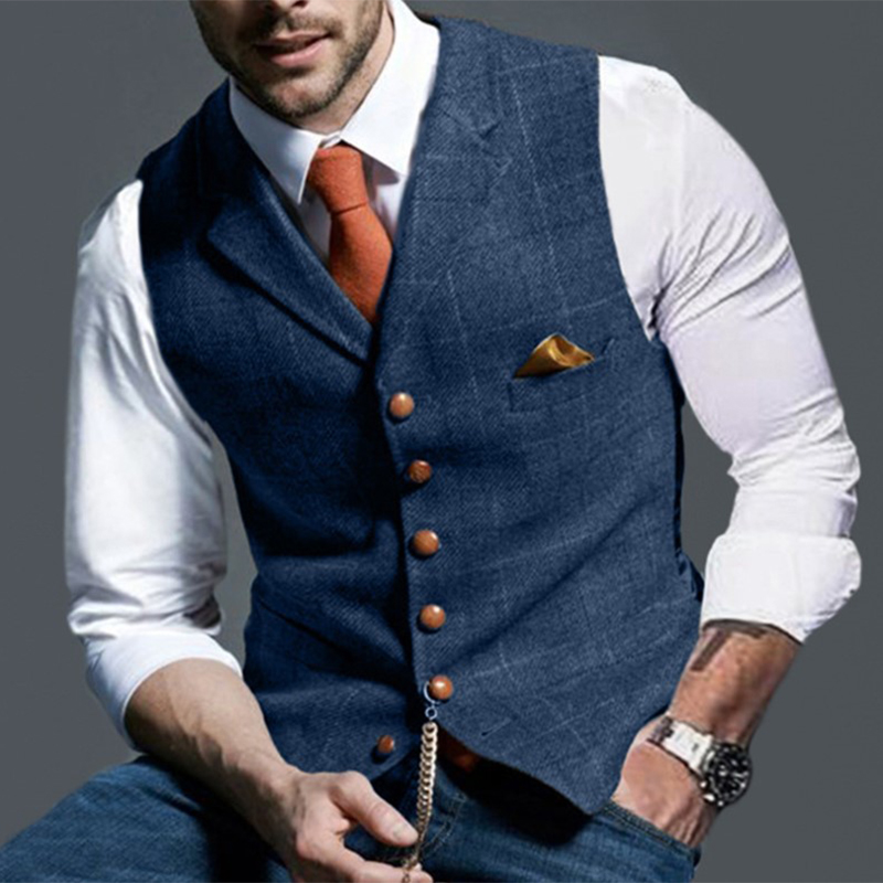 Fashion Men's Vests Lapel Twee - огляд і ціна Men Formal Wear Vest