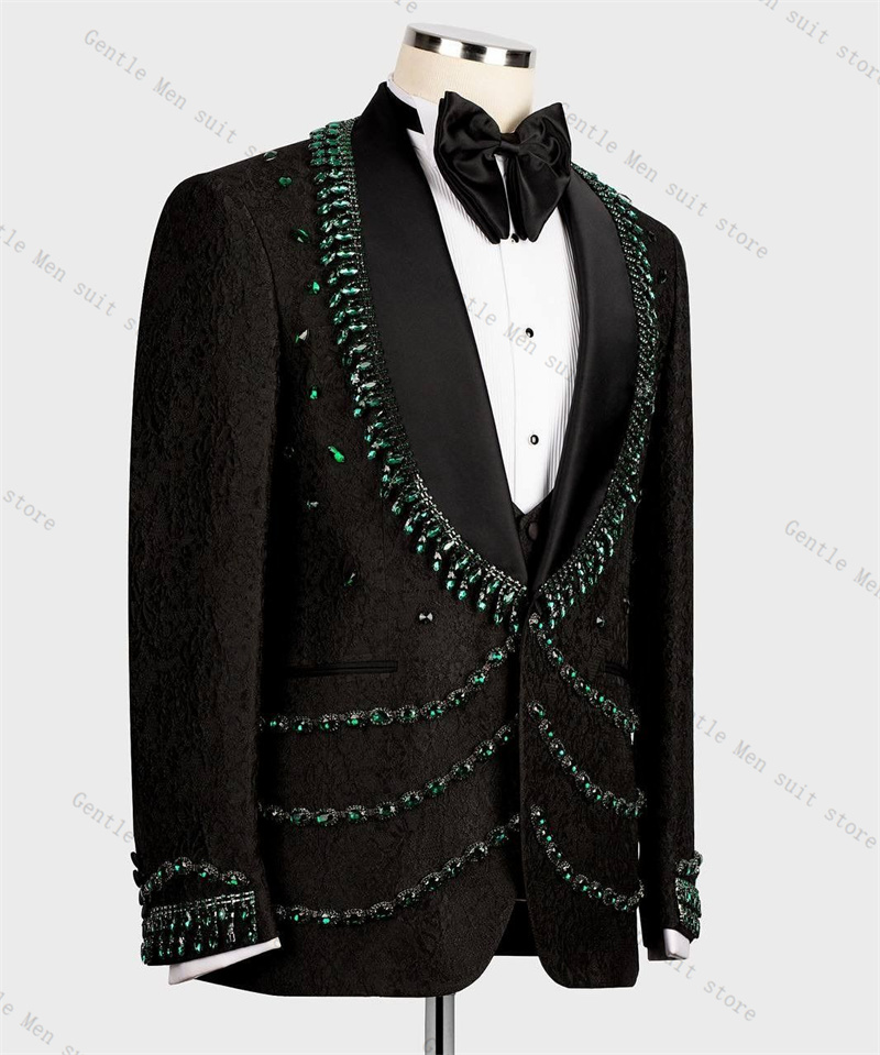 Luxury Crystals Men Suit Set 2 - огляд і ціна Formal Wear For Men Black Suit