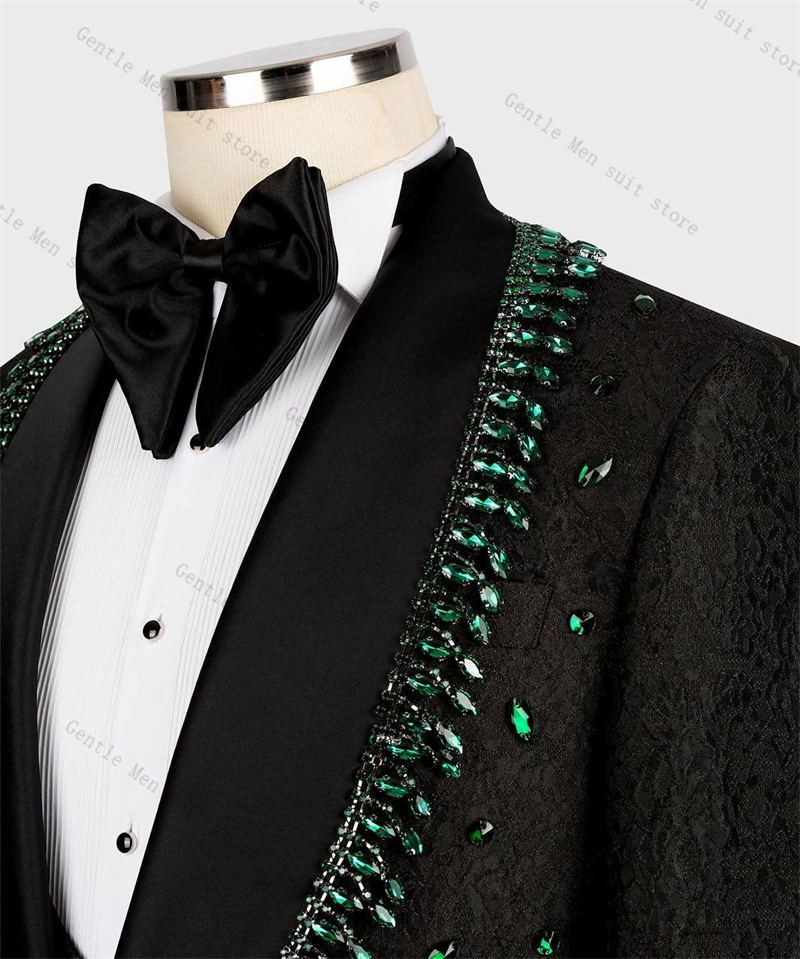 Luxury Crystals Men Suit Set 2 - огляд і ціна Formal Wear For Men Black Suit