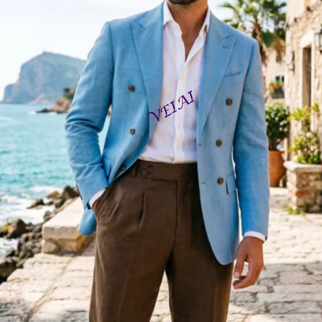 Customized 2 Piece Beige Linen - огляд і ціна Elegant Formal Men'S Wear